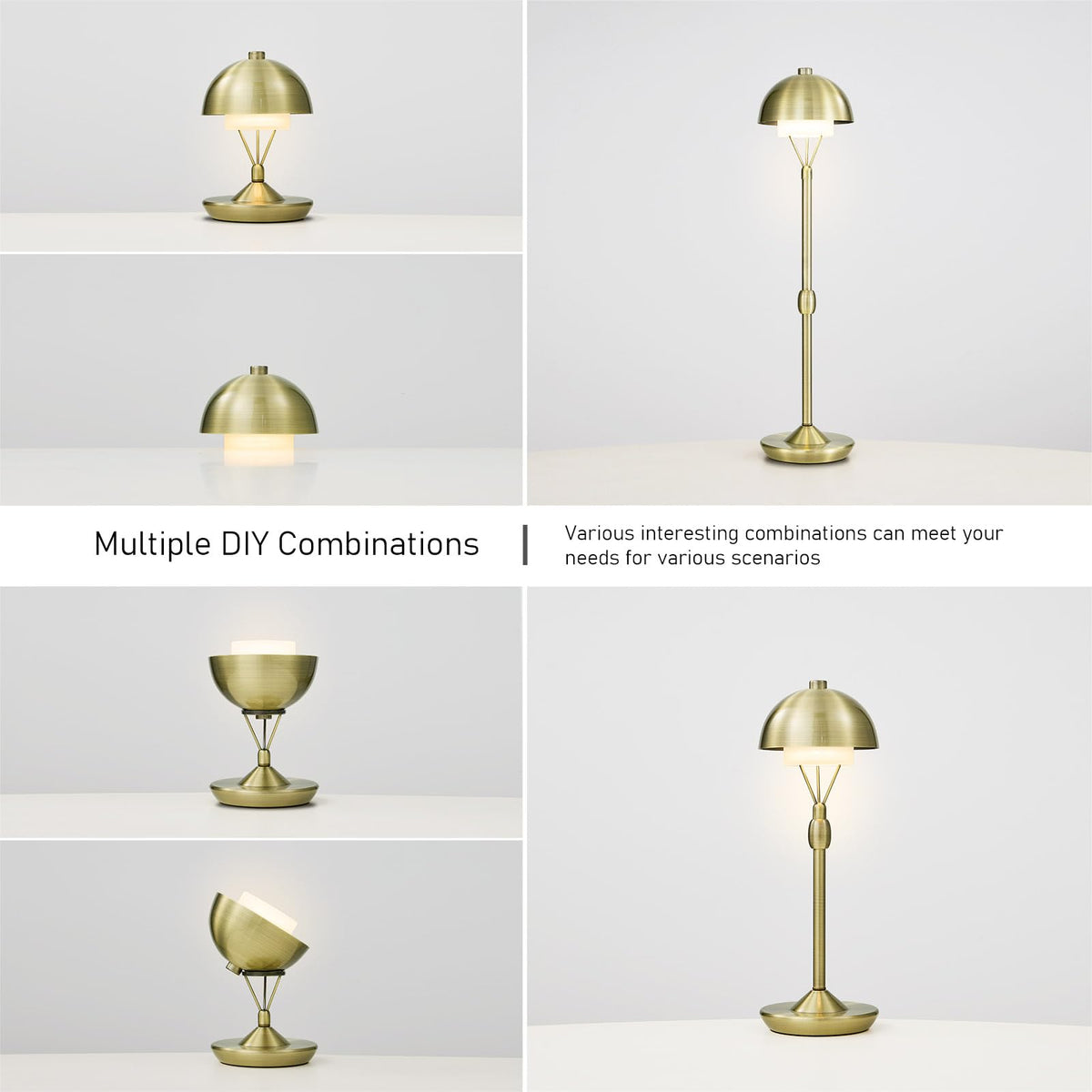 Cordless Modern Table Lamp, Rechargeable Battery, Antique Bronze