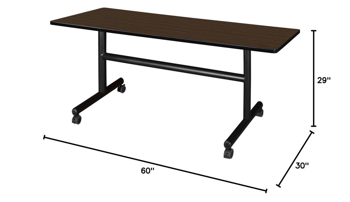 Kobe 60 x 30 in. Flip-Top Training Nesting Table- Neo Walnut