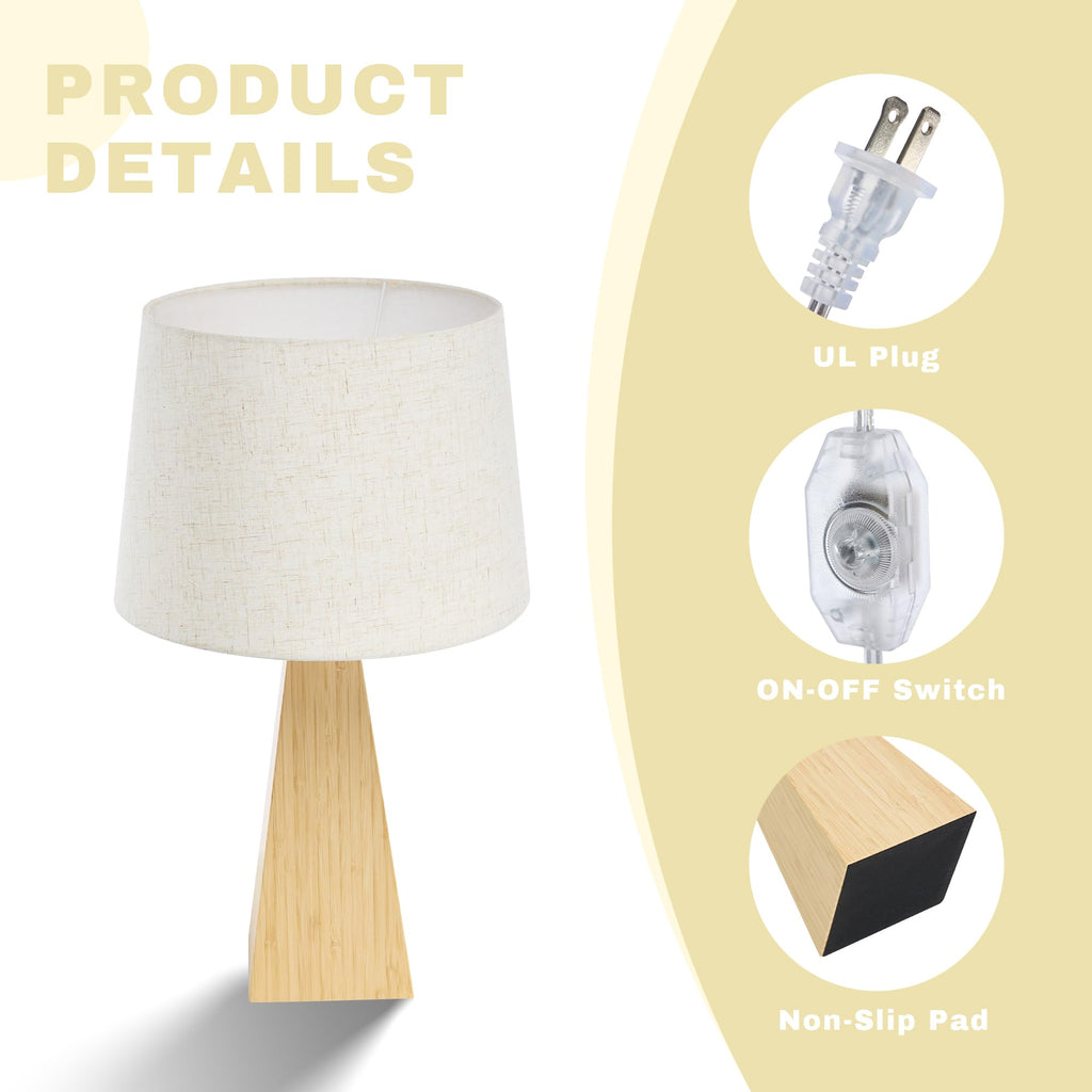 20.3" Bamboo Table Lamp, Dimmable Bedside Lamp for Bedroom Decor