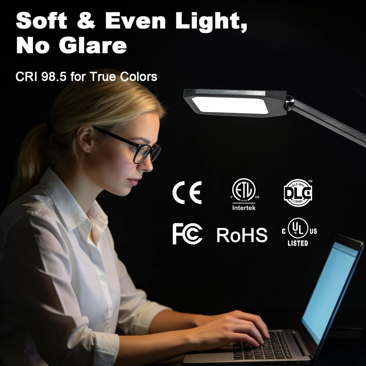 Pro LED Desk Lamp with Remote, Eye-Caring CRI95+ Dimmable Light, 3000K–6000K Adjustable Color Temperature, Flexible Clamp or Base Mount, Memory Function Desk Lamp for Office, Study & Zoom Meetings