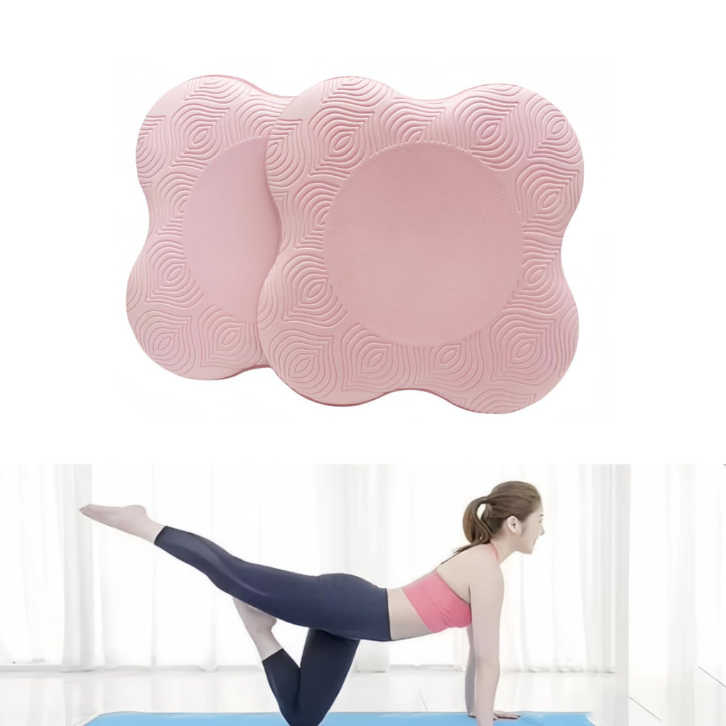 Yoga Knee Guards (Set of 2) - Male and Female Yoga Props and Accessories for Fitness, Travel, Meditation, Kneeling, Balance, Floor, Pilates Pads for Knee and Elbow (Pink)
