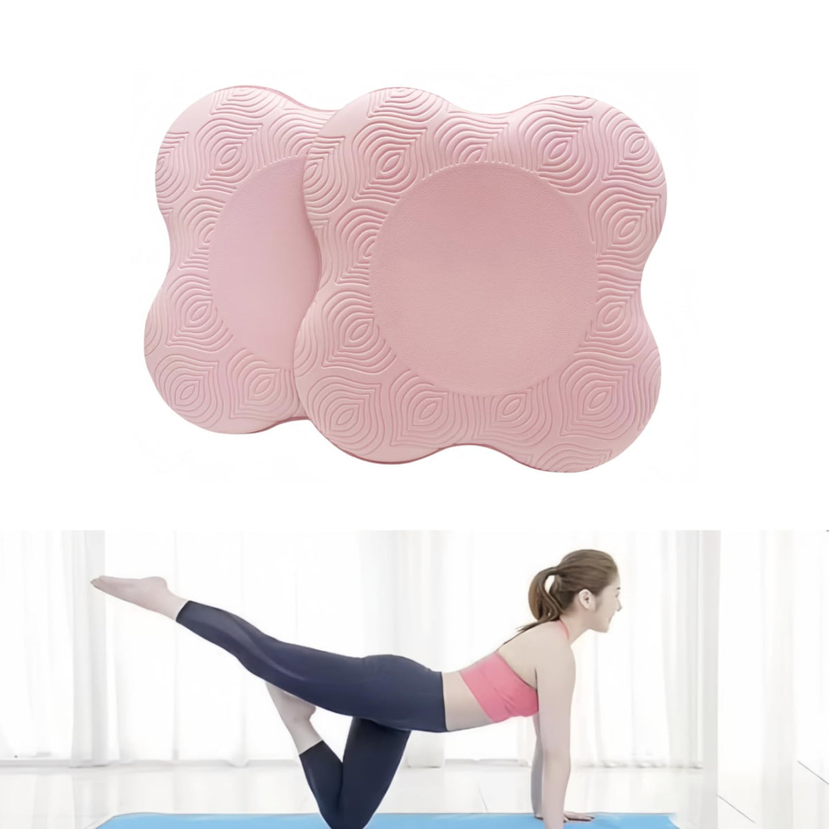Yoga Knee Guards (Set of 2) - Male and Female Yoga Props and Accessories for Fitness, Travel, Meditation, Kneeling, Balance, Floor, Pilates Pads for Knee and Elbow (Pink)