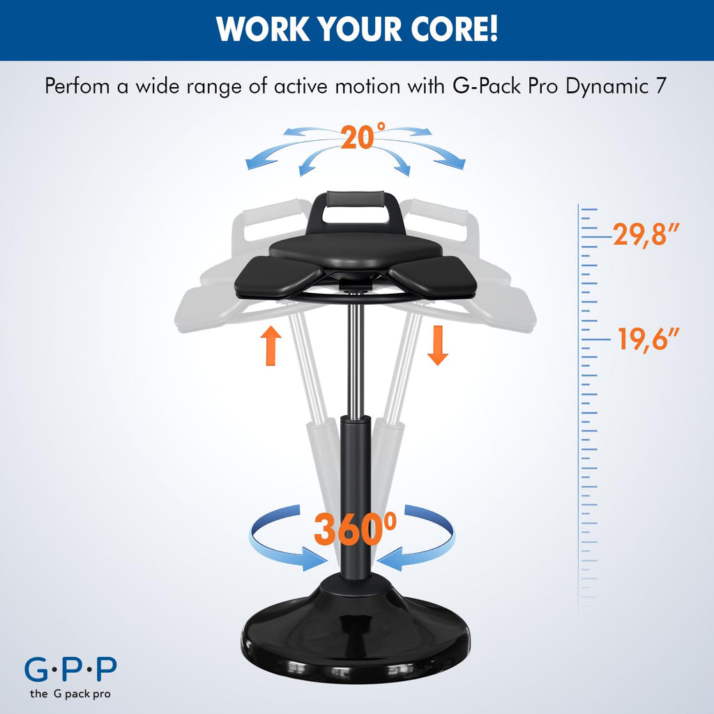 Standing Desk Stool – Ergonomic 360° Swivel Chair with Adjustable Height (19.6–29.8 in) for Comfortable Sitting or Leaning