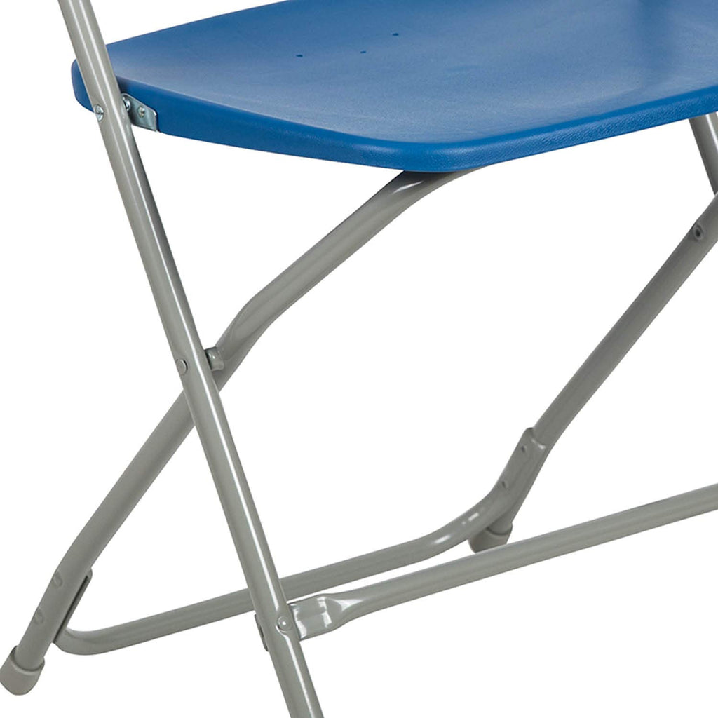 Set of 10, Hercules Series Plastic Folding Chairs for Parties and Weddings, Stackable Commercial Event Seats, Blue