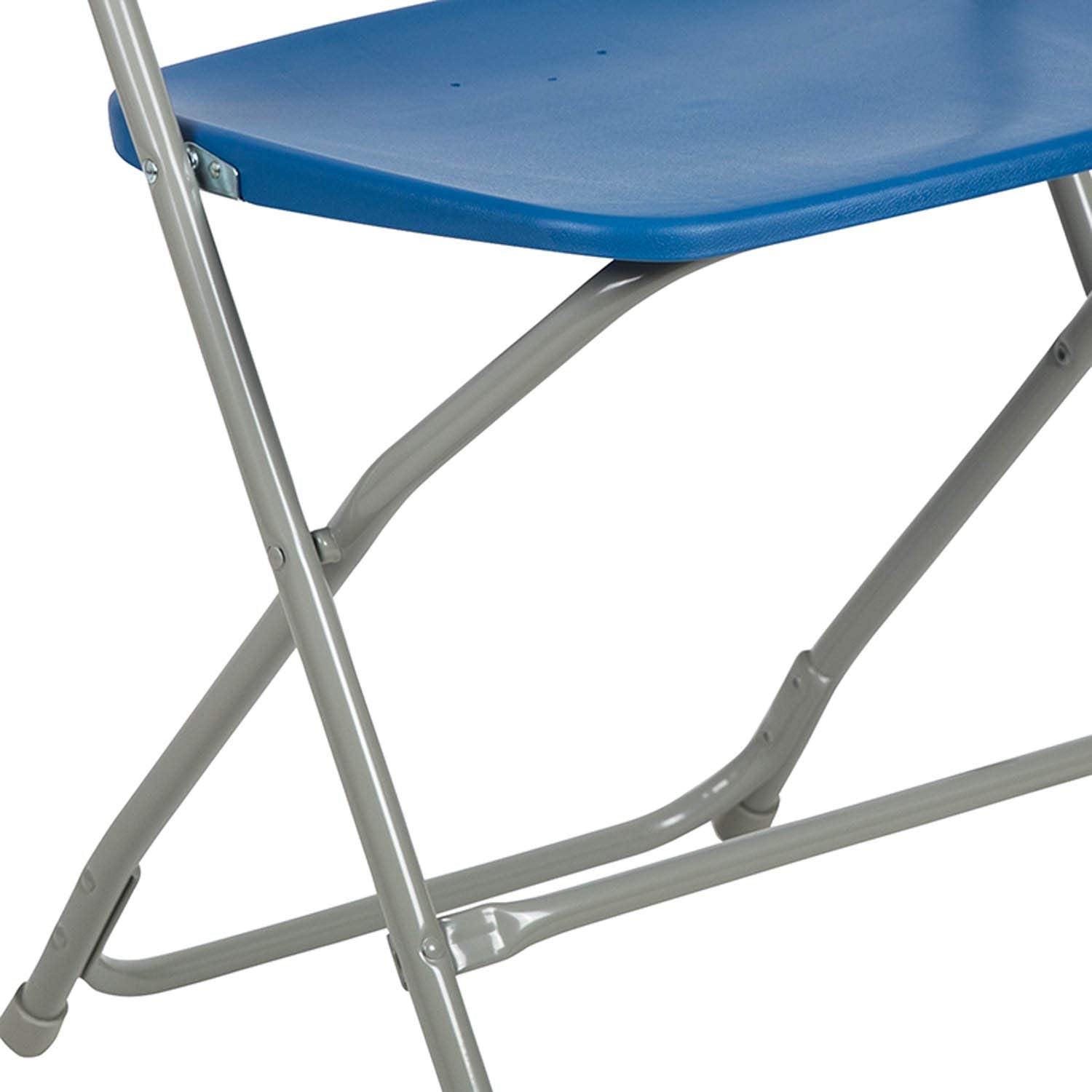 Set of 10, Hercules Series Plastic Folding Chairs for Parties and Weddings, Stackable Commercial Event Seats, Blue