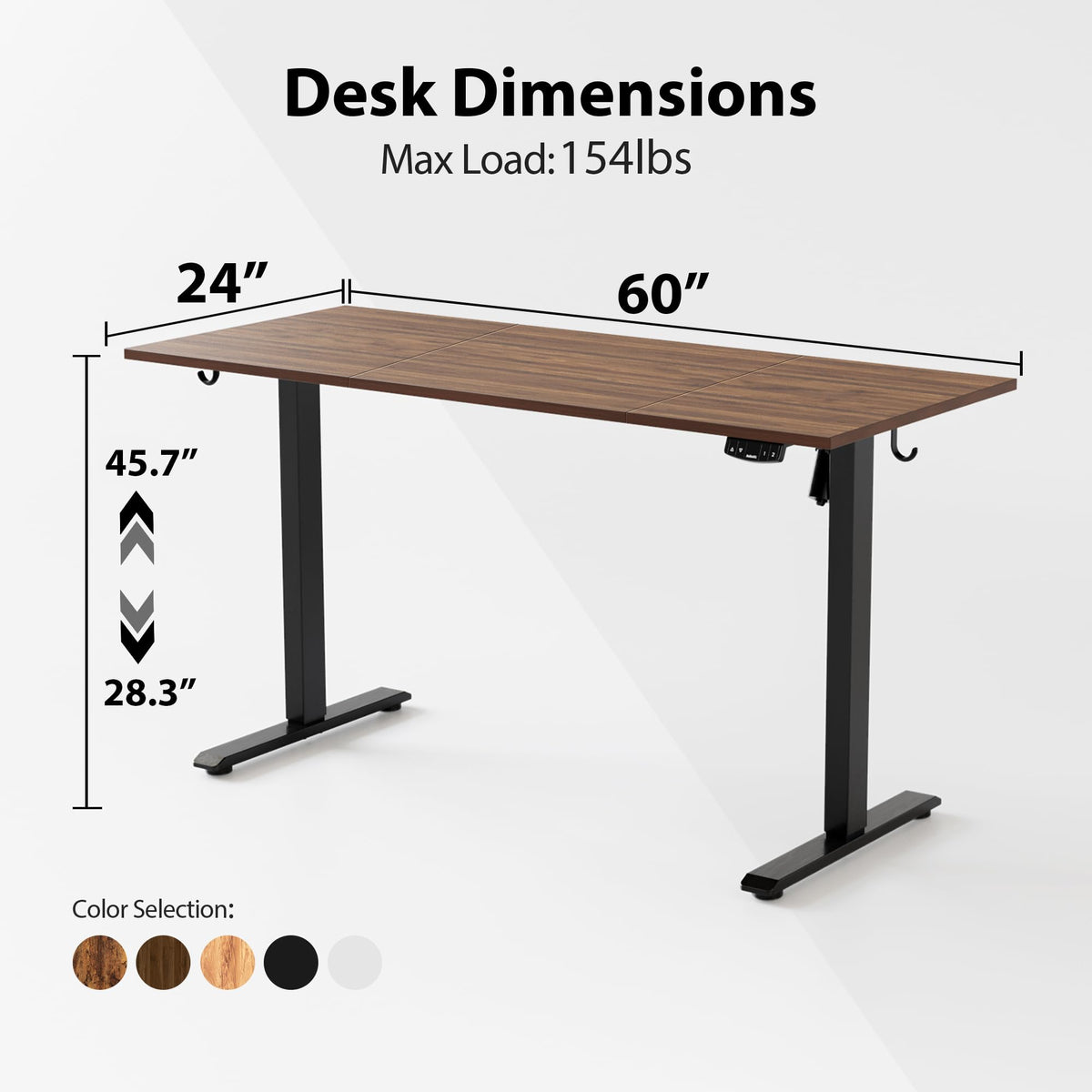 60*24 Inch Height Adjustable Electric Standing Desk, Dark Walnut