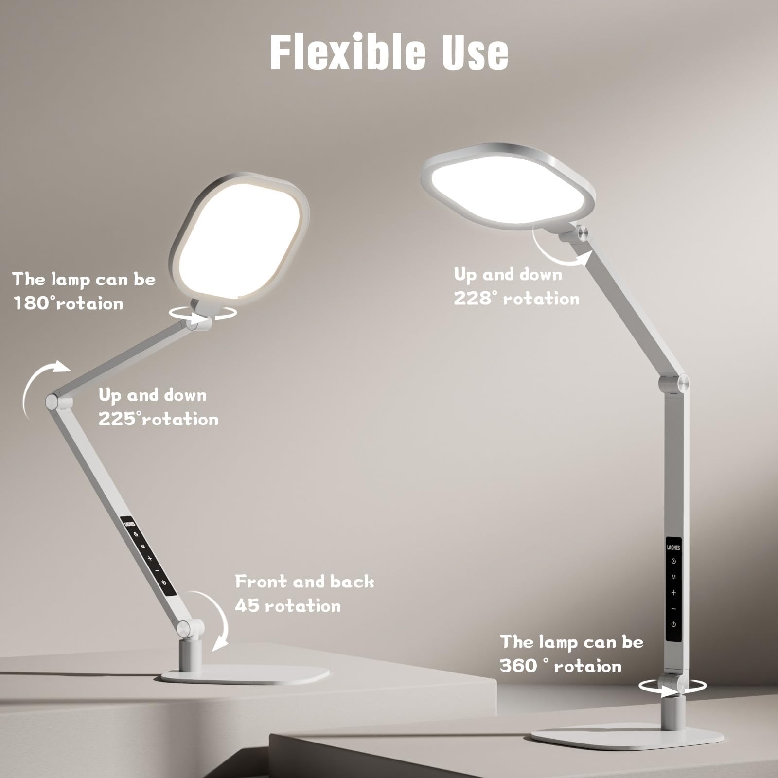 LED Desk Lamp for Office, 15W Desk Light with CRI >95, Memory & Timer Function, 1200LM Dimmable Computer Light for Video Calls, Conference, Reading, Study (White)