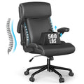 ralex-chair Big and Tall Office Chair, 500lbs for Heavy People, High Back Leather Executive Desk Chair with Flip-up Armrests and Adjustable Height (Black)