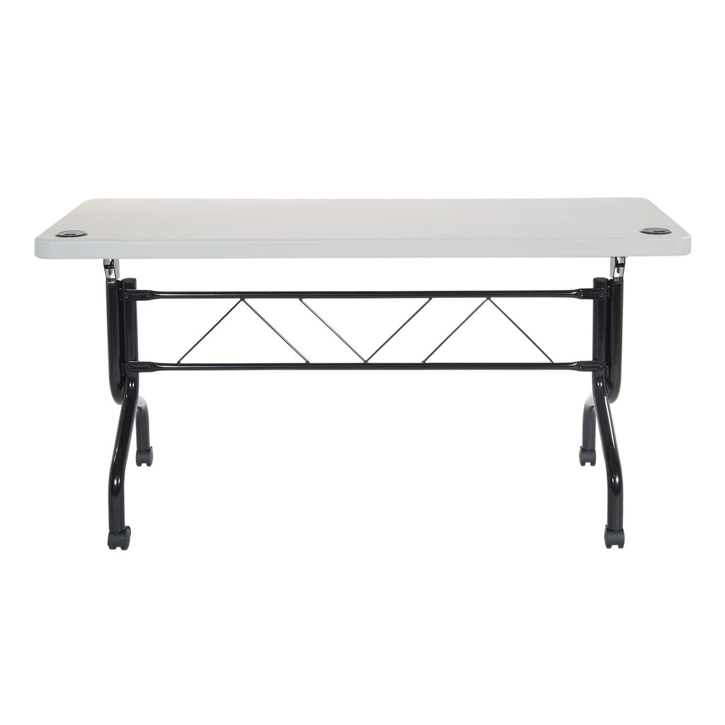 Resin Multipurpose Flip Training Table with Locking Casters for Home and Office, 5 Feet