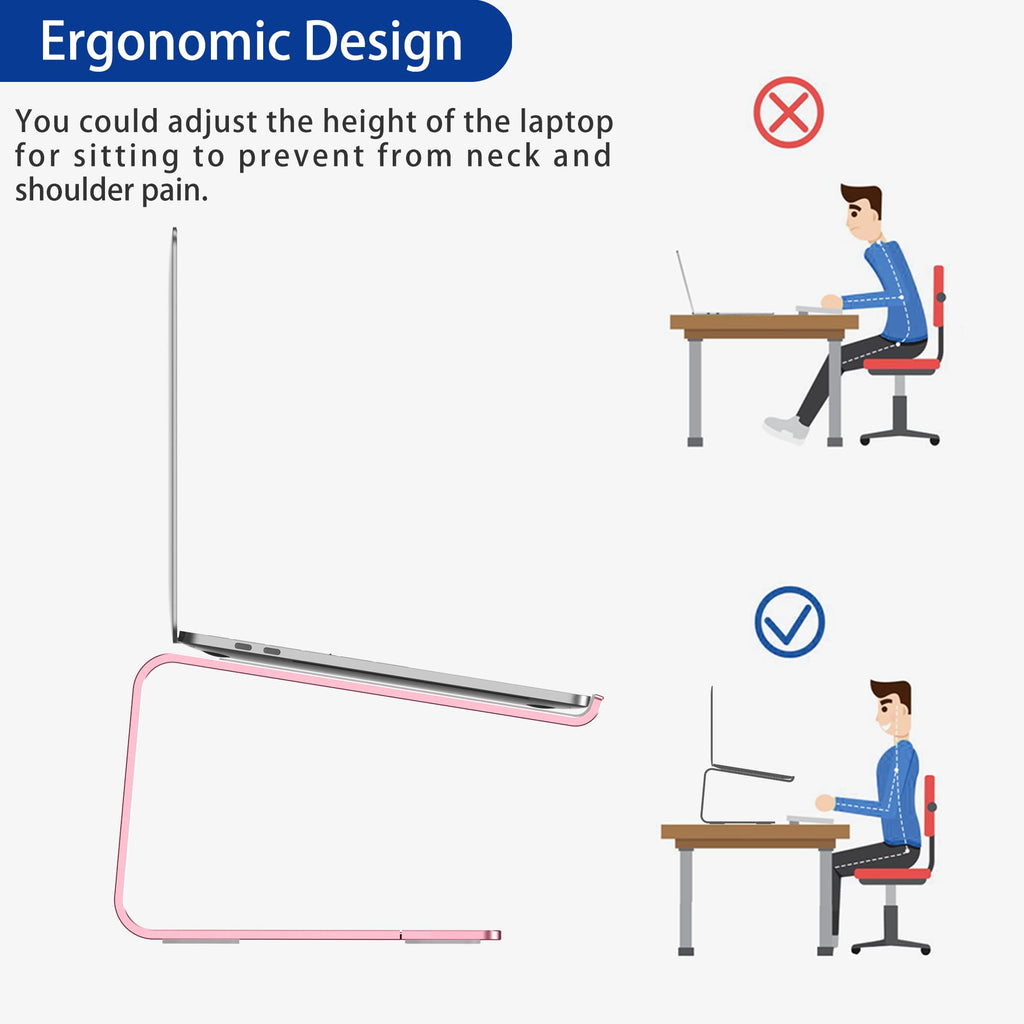 Aluminum Laptop Stand, Ergonomic Detachable Computer Stand, Notebook Riser, Laptop Mount Compatible with Air, Pro, Dell, HP, Lenovo More 10-15.6" Laptops, Pink