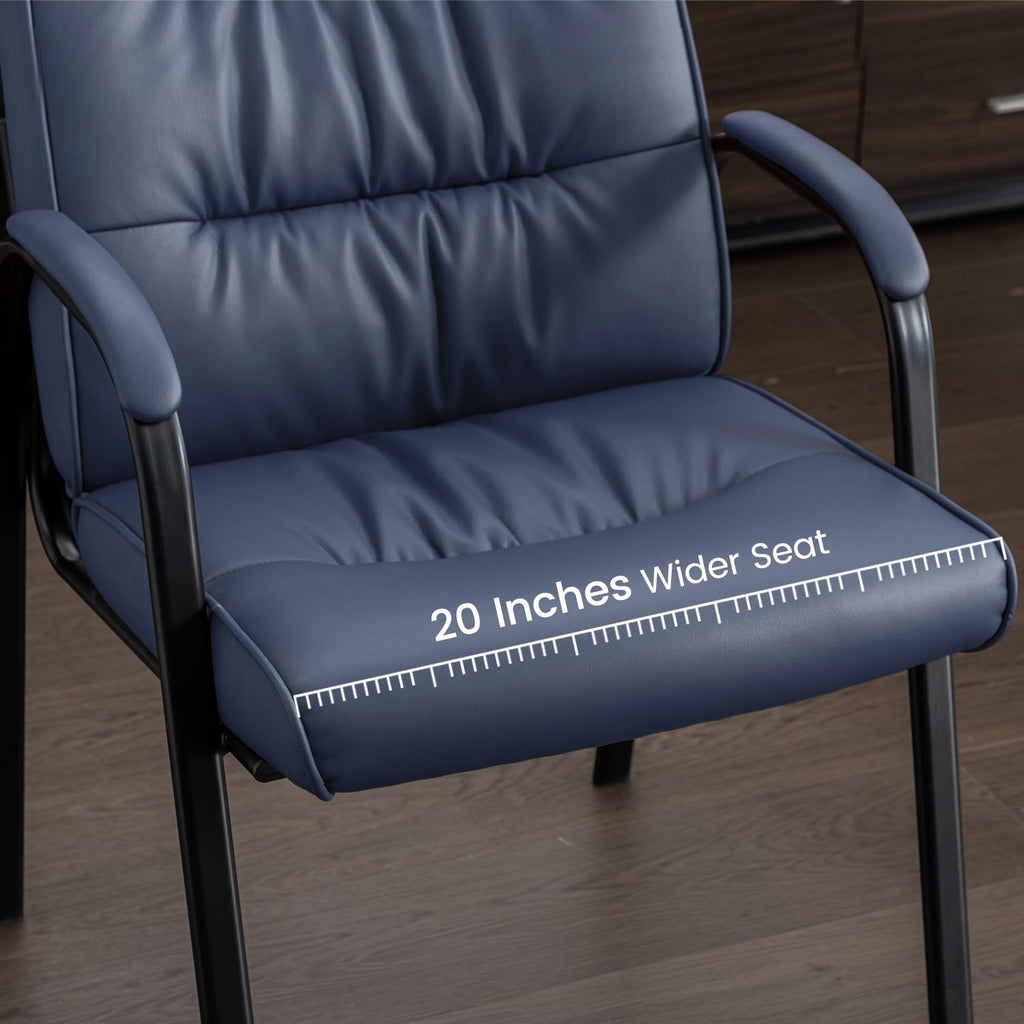 Office Guest Reception Chair Set of 2, Conference Room Chairs Waiting Room Chairs 2 Pack, Modern Leather Office Desk Chair No Wheels.