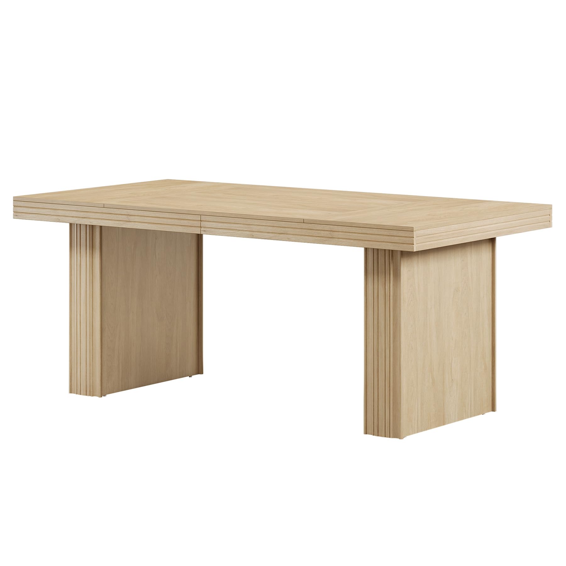 Modern Office Desk, Home Office Table with Wide Fluted Legs, Modern Desk for Home Office, Natural