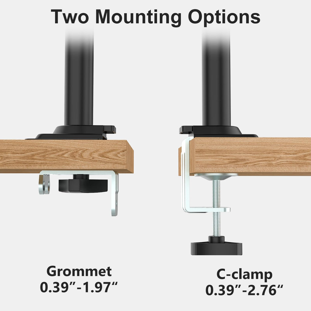 Dual Monitor Mount, 13-33 Inch Adjustable Dual Monitor Arm for Desk Holds Max 19.8 lbs Screens, Swivel Vesa Bracket with C Clamp, Grommet Mounting, Monitor Arms for 2 Monitors (GSDM002)