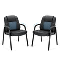 Waiting Room Chair Set of 2, Leather Office Desk Reception Guest Stationary Side Chairs with Padded Arms for Home Conference Lobby Area Meeting Church Medical Clinic Elderly Student