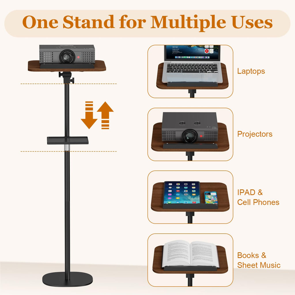 Lectern Podium Stand with Storage Tray, Height Adjustable Lectern Stand Mobile Podium, Portable Floor Standing Podium Lectern for Church, Weddings, Classroom, Speech