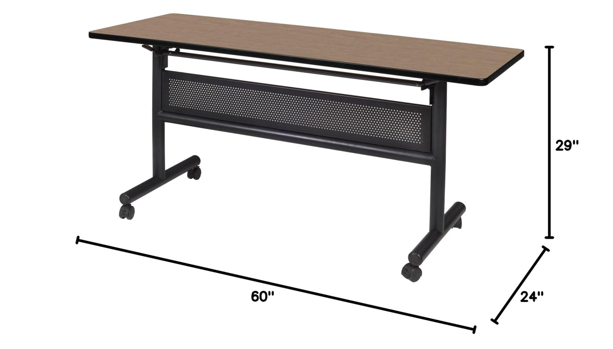 Kobe 60 x 24 in. Flip-Top Training Nesting Table with Modesty Panel- Noble Oak