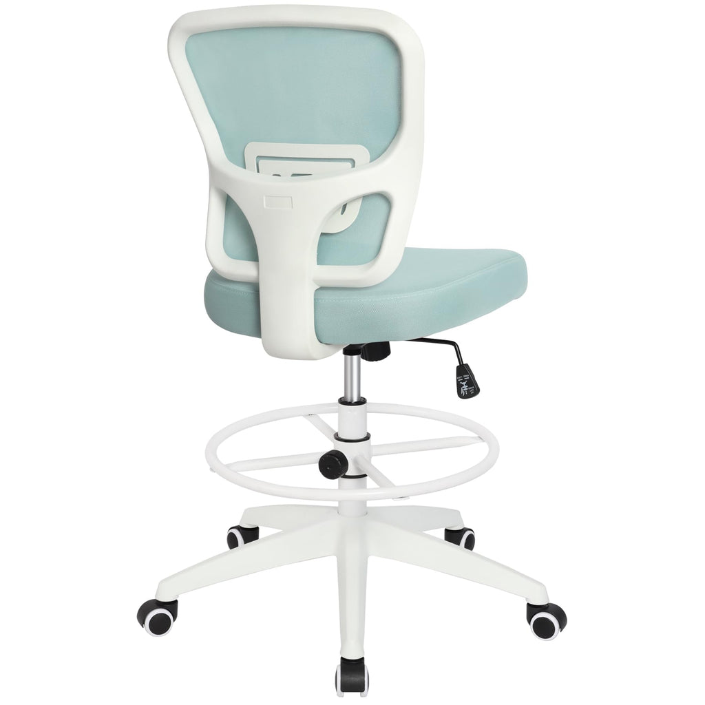 Drafting Chair Adjustable Height Tall Office Chairs Standing Desk Chair Rolling Stool Chair Armless Office Drafting Chair Blue
