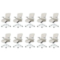 (Pack of 10, Pale Gray) Executive Office Chair, Thick Padded PU Leather Desk Chair with Adjustable Lumbar Support and 3D Armrests, Easy-Clean for Home Office and Study Room