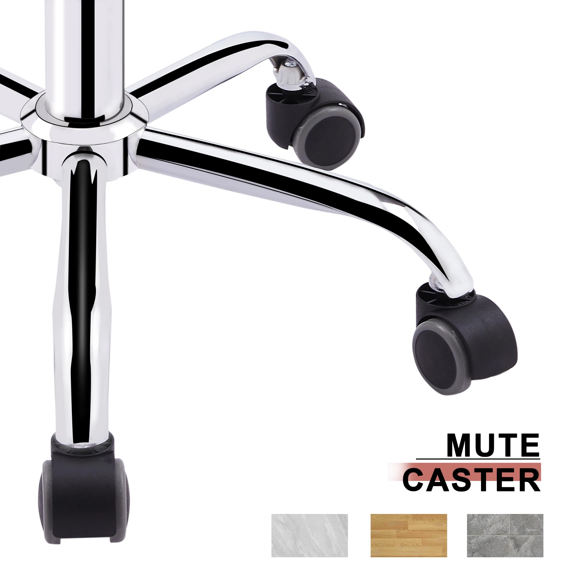 PU Leather Mid-Back Armless Vanity Chair Adjustable Height 360° Rolling Swivel for Office Work
