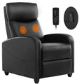 Massage Recliner Chair for Adults, Adjustable Home Theater Seating with Lumbar Support for Living Room, Modern Fabric Reclining for Small Space, Black