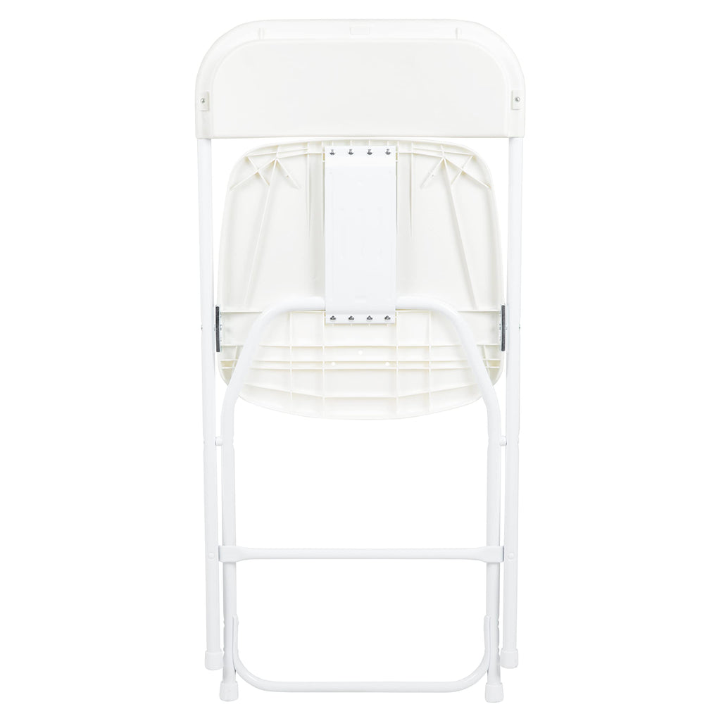 Set of 6, Hercules Series Plastic Folding Chairs for Parties and Weddings, Stackable Commercial Event Seats with 650-lb. Static Weight Capacity, White