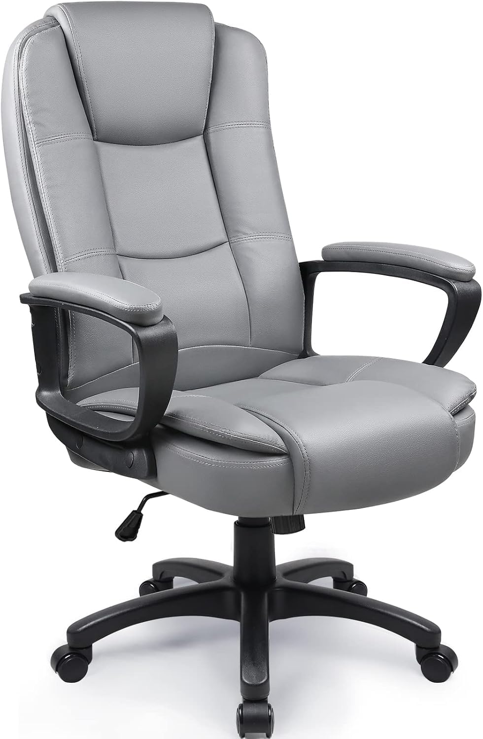 Leather Office Desk Chair,Ergonomic Office Chair with Lumbar Support,Computer Chair,Executive Leather Chair with Padded Flip-up Arm,Adjustable Armrests, Black,275LBS