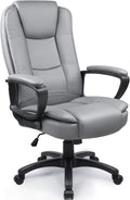Leather Office Desk Chair,Ergonomic Office Chair with Lumbar Support,Computer Chair,Executive Leather Chair with Padded Flip-up Arm,Adjustable Armrests, Black,275LBS