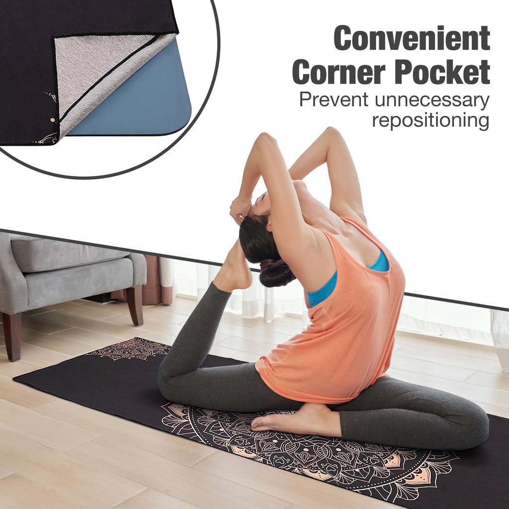 Yoga Towel, Non-Slip Quick-Dry Mat Towel, 74.4 x 27.4 in, Lotus