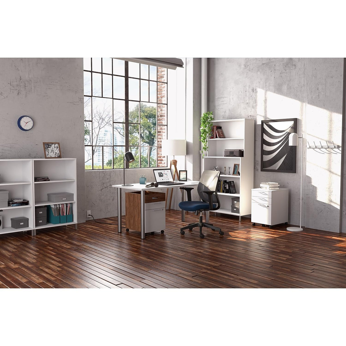 2 Drawer Mobile File Cabinet, Rolling Printer Stand, Vertical Filing Cabinet, Office Drawers, Filing Cart for Home Office, A4/Letter Size, Black and Rustic Brown