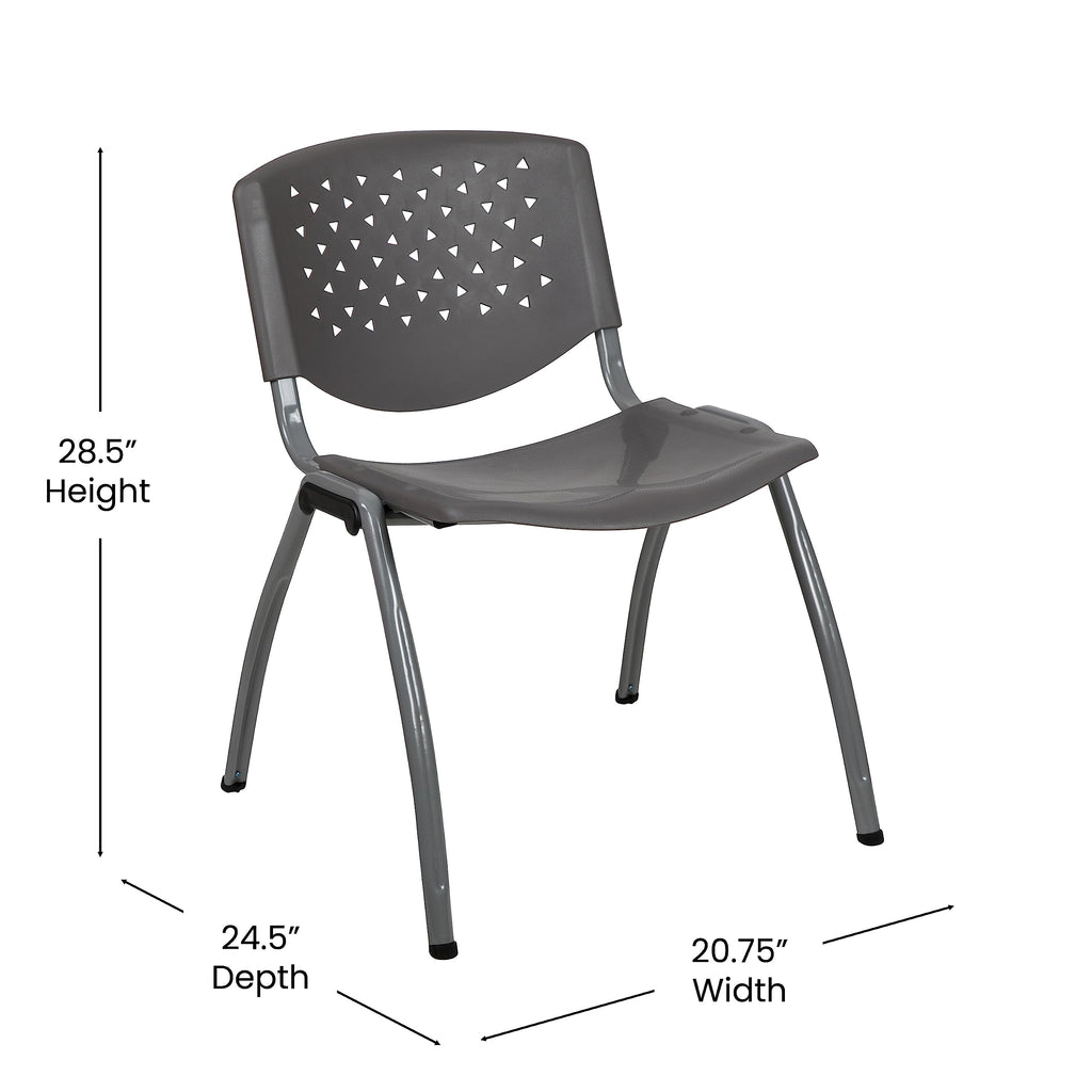 HERCULES -5 Pack 880 lb. Capacity Gray Plastic Stack Chair | Comfortable Seating with Durable Design