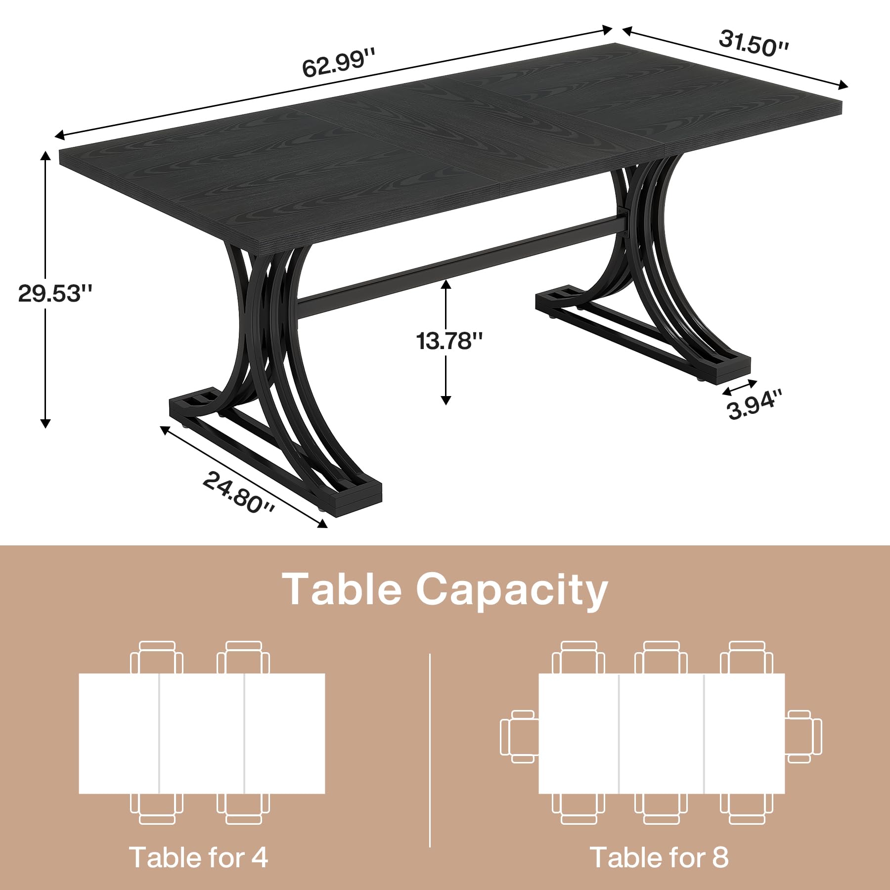 5FT Small Conference Table for 4 to 6, Modern Meeting Table with Strong Metal Frame for Office Meeting Conference Room
