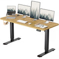 Electric Height Adjustable Standing Desk Large 55 x 24 Inches Sit Stand Up Desk Home Office Computer Desk Memory Preset with T-Shaped Metal Bracket, Maple