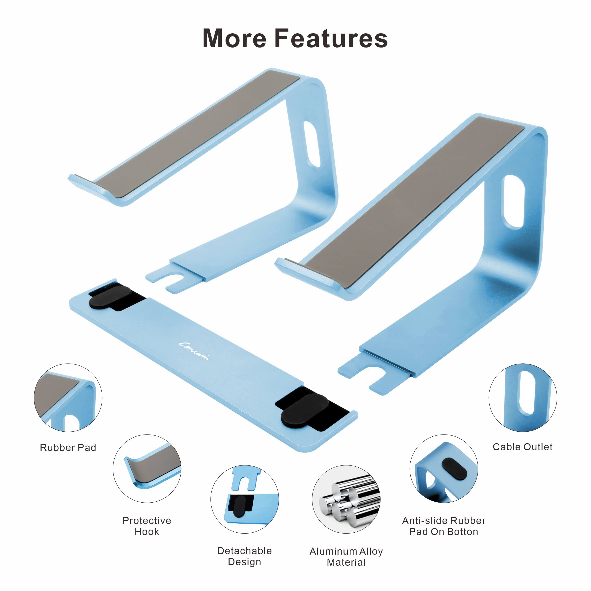 Laptop Stand,Ergonomic Aluminum Laptop Mount Computer Stand,Detachable Laptop Riser,Notebook Holder Stand,All 10-17.3" Laptops (Sky Blue)