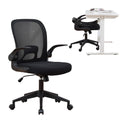 Foldable Office Chair for Small Spaces | Home Office Folding Desk Chairs with Wheels and Flip Up Arms | Ergonomic Mesh Computer Chair for Adults & Kids Black
