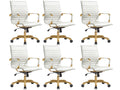 Modern Ergonomic Executive Office Chair, High-Back Leather Conference Desk Chair with Adjustable Height, Tilt Control, 360° Swivel & Gold Frame for Home Office