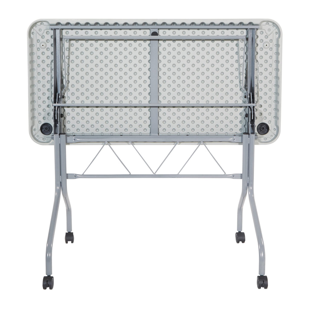 Resin Multipurpose Flip Training Table with Locking Casters for Home or Office, 4 Feet Light Gray