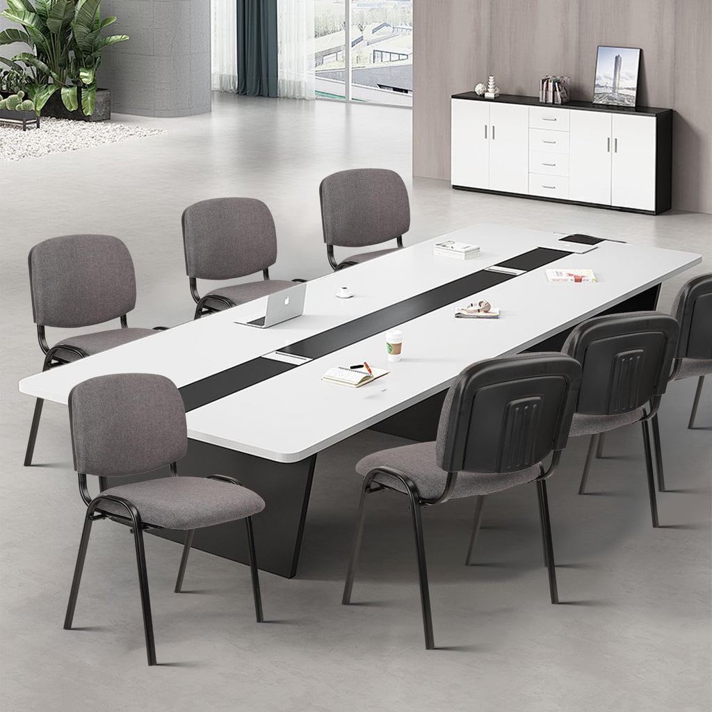 Set of 10 Stackable Waiting Room Chairs, Armless No Wheels Reception Chair with Upholstered Seat, Guest Chairs for Conference, Breakroom, Lobby, Events, Church, School, Hall, Hotel (Grey)
