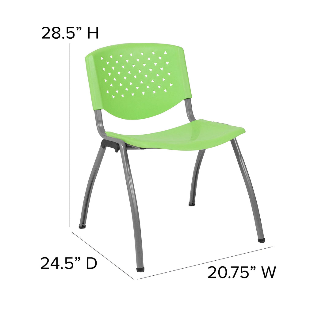 HERCULES -5 Pack 880 lb. Capacity Green Plastic Stack Chair | Comfortable Seating with Durable Design