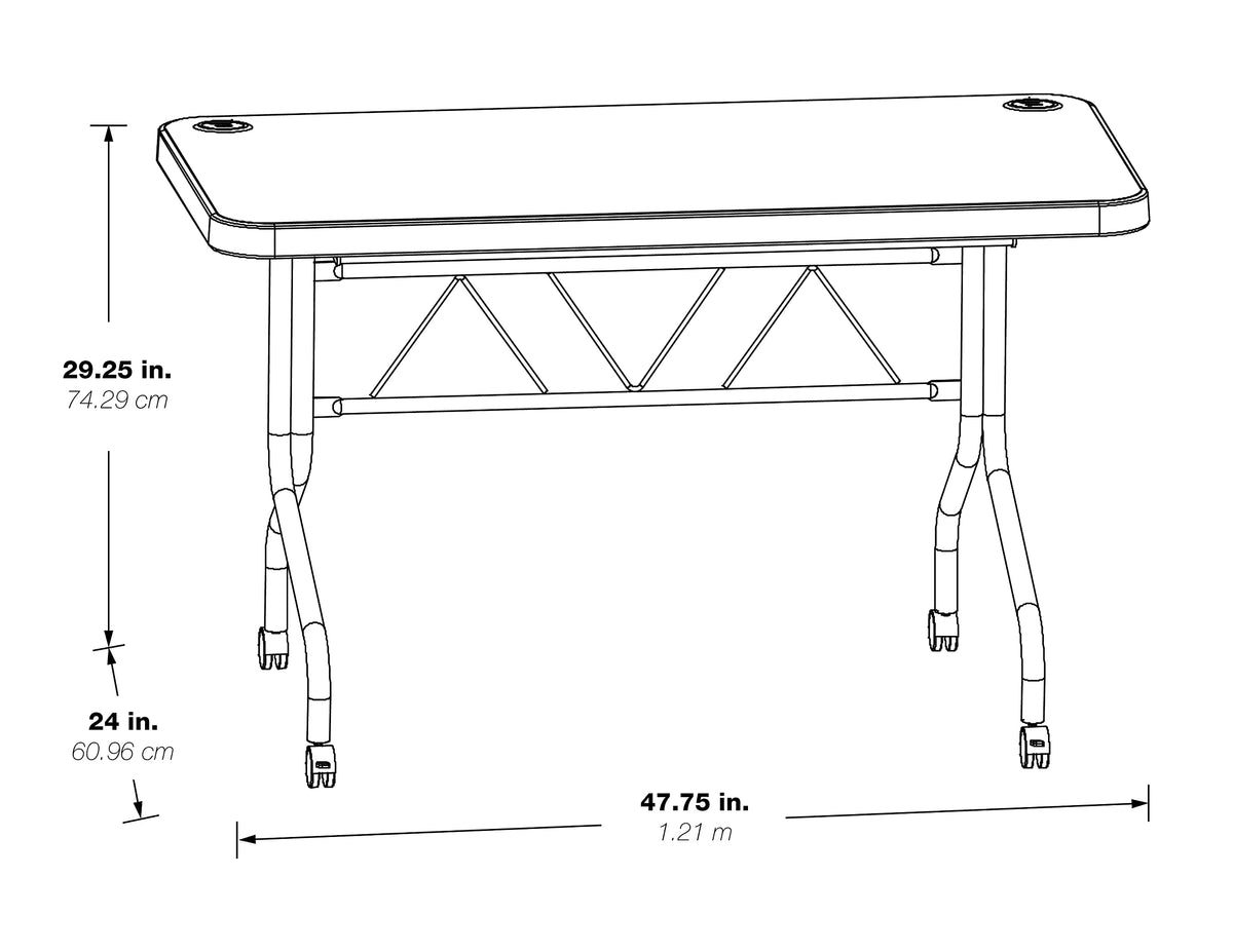 Resin Multipurpose Flip Training Table with Locking Casters for Home or Office, 4 Feet Light Gray