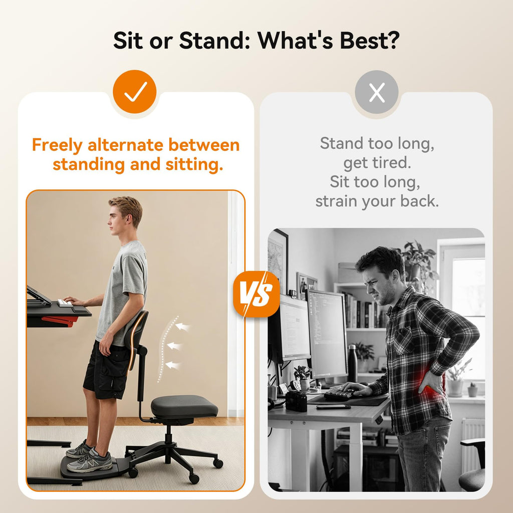 Standing Desk Chair, Standing Mate Chair for Sit-Stand, Ergonomic Leaning Perch Chair with Anti-Fatigue Mat, Standing Stool, Saddle Chair, Height Adjustable Home Office Posture Seat