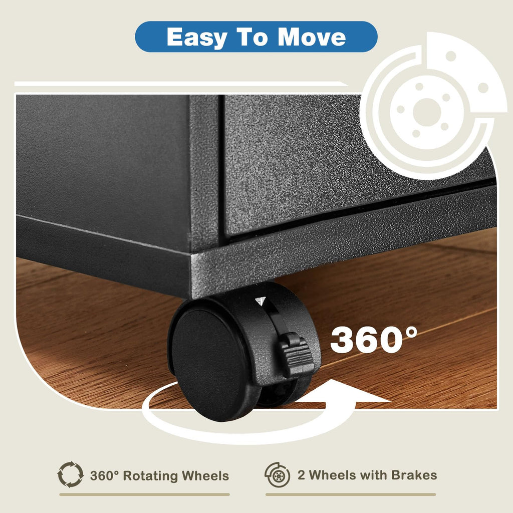 5 Drawer File Cabinet with Wheels, Under Desk Storage Printer Stand