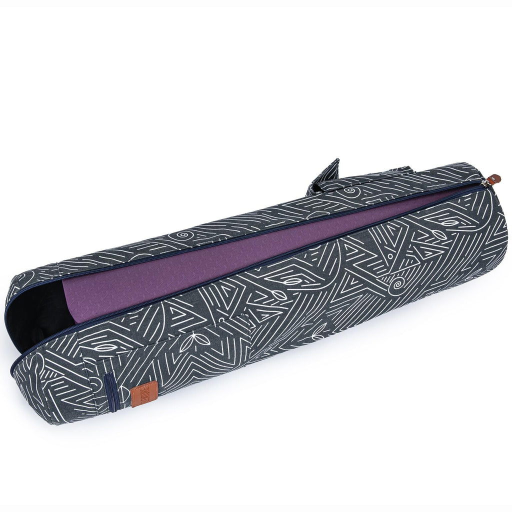 Yoga Mat Bag for Women & Men, Full-Zip Canvas Pilates Bag with Pockets
