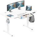 55 x 28 Inches Electric Height Adjustable Standing Desk with Drawer and Memory Preset, White