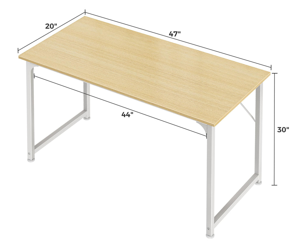 Computer Desk, 48 Inch Office Desk, Gaming Desk with Storage, Writing Desk Work Desk for Home Office, Study, Modern Simple Desk, Large Legroom, Metal Frame, Maple