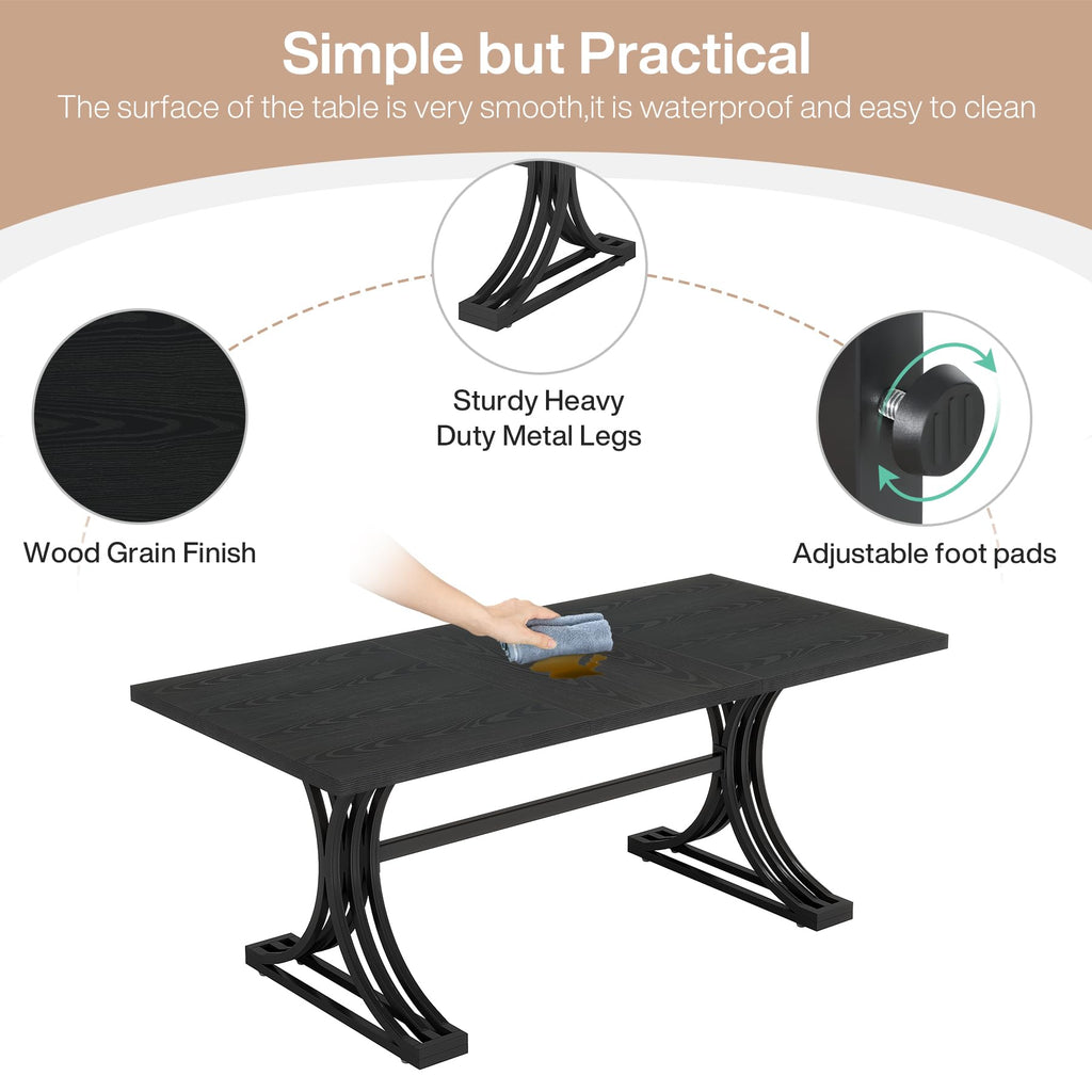 10.5FT Conference Table, Modern Meeting Table for 8-10 People, Rectangle Seminar Boardroom Table for Office Conference Room with Stylish Legs (2, Black)