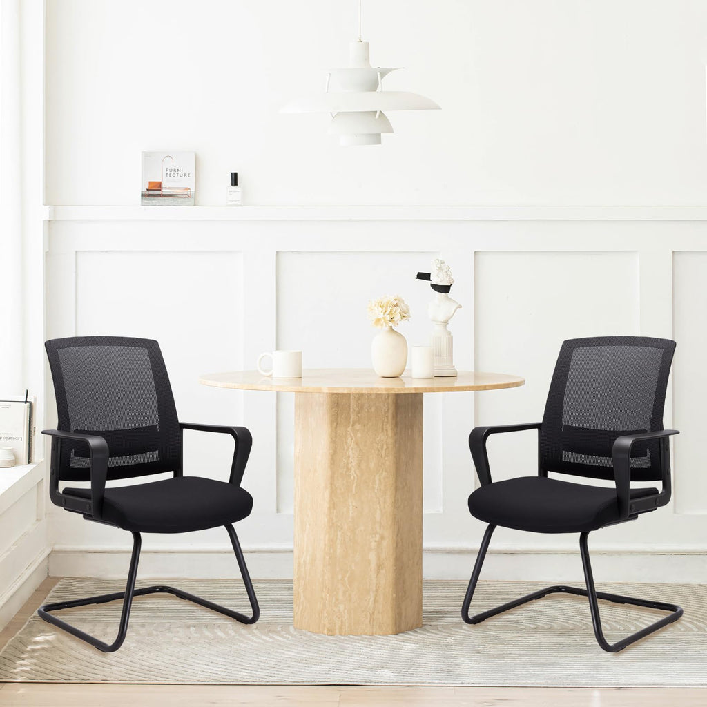 8 Pack, Office Guest Chair with Lumbar Support and Mid Back Mesh Space Air Grid Series for Reception Conference Room