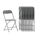 Set of 10, Hercules Series Plastic Folding Chairs for Parties and Weddings, Stackable Commercial Event Seats, Gray
