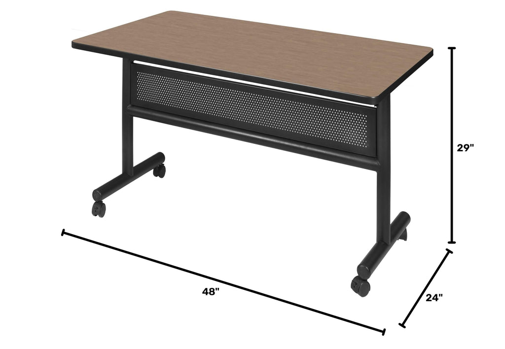 Kobe 48 x 24 in. Flip-Top Training Nesting Table with Modesty Panel- Noble Oak