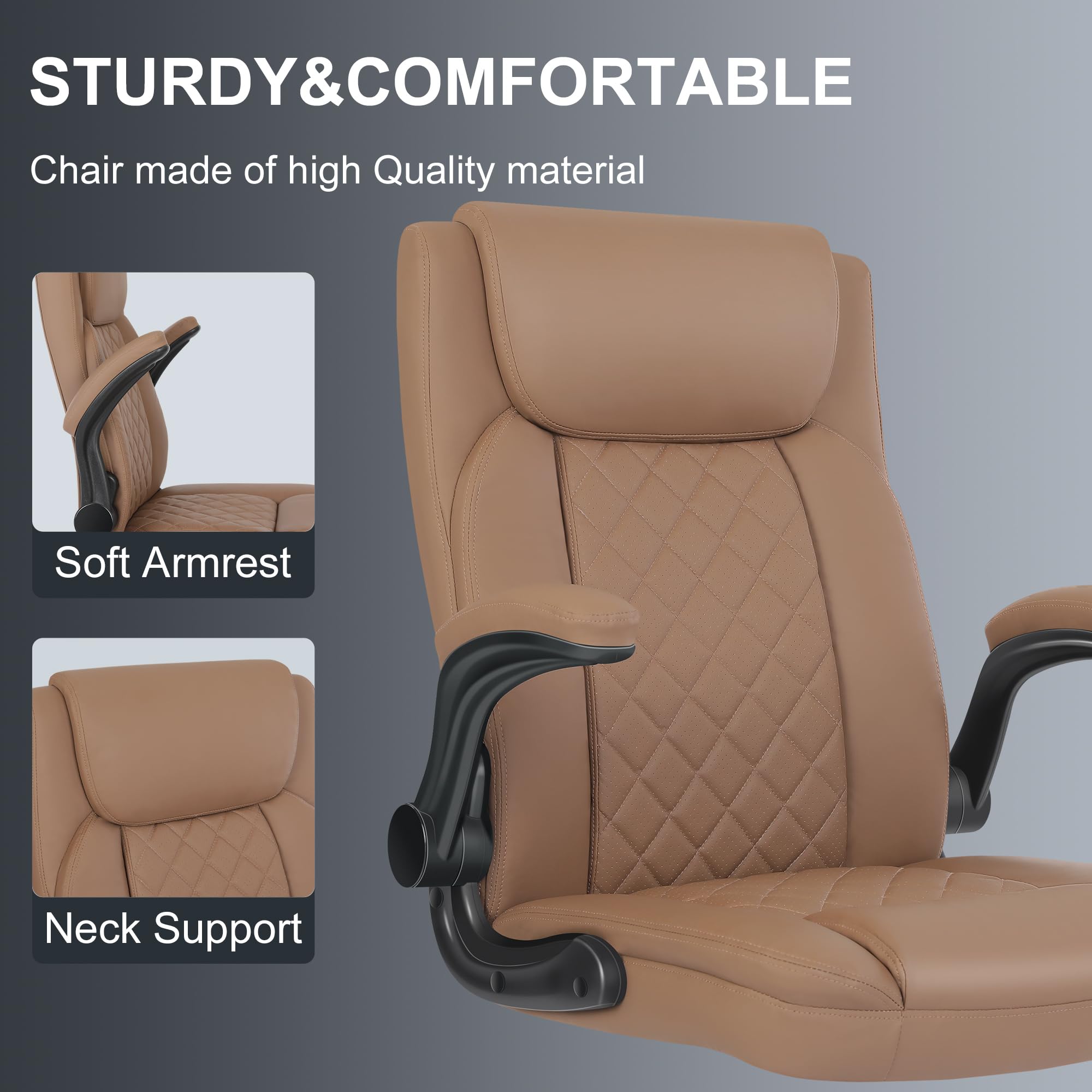 Drafting Chair, Tall Office Chair for Standing Desk, Standing Chair with Adjustable Height and Flip-up Armrest, Leather Drafting Chair, High Office Chair for Counter Height Desk