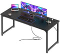 63 X 24 Inch Office Computer Desk with Power Outlets and USB-C Port, Larger and Longer Gaming Desk, for Home Office, Study, Writing Work from Home Table, Metal Frame, Black